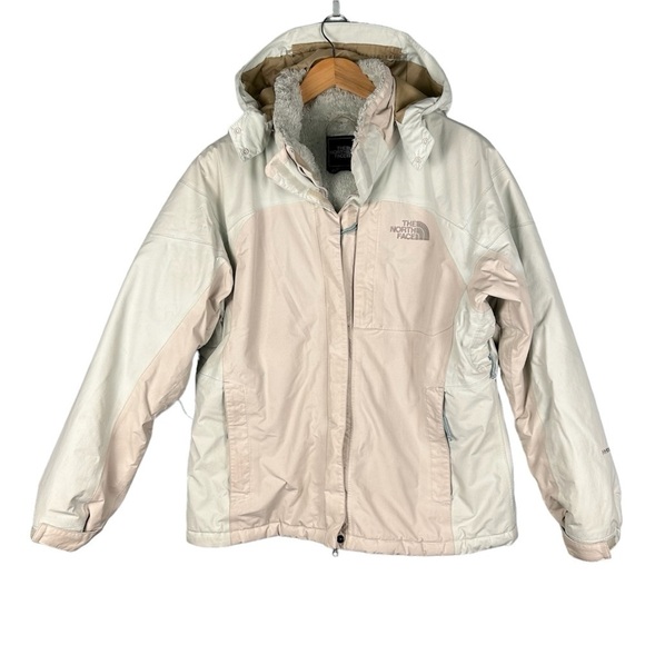 The North Face Mint Green And Tan Inlux Fur Lined Insulated Hyvent Jacket Size L - Picture 1 of 12